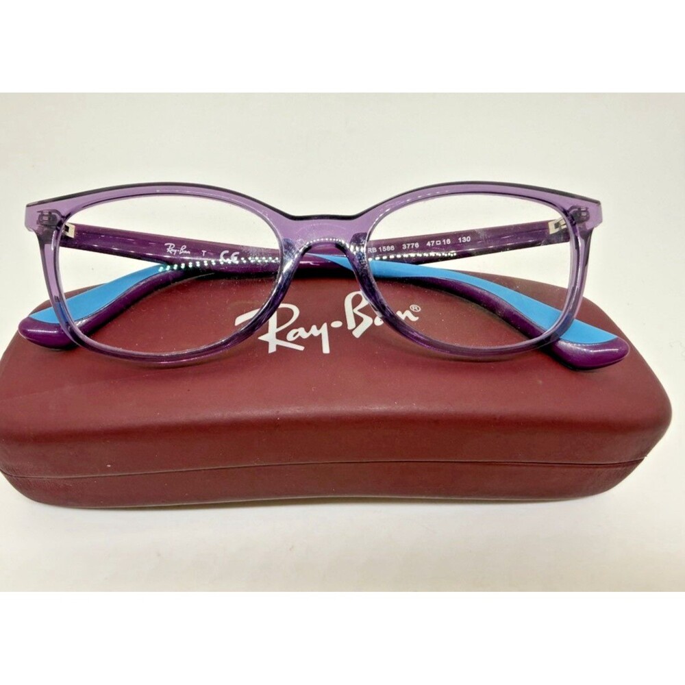 Ray-Ban Junior‎ RB1586 3776 Kids Eyeglasses Purple Blue XS 47-16 130 and Case